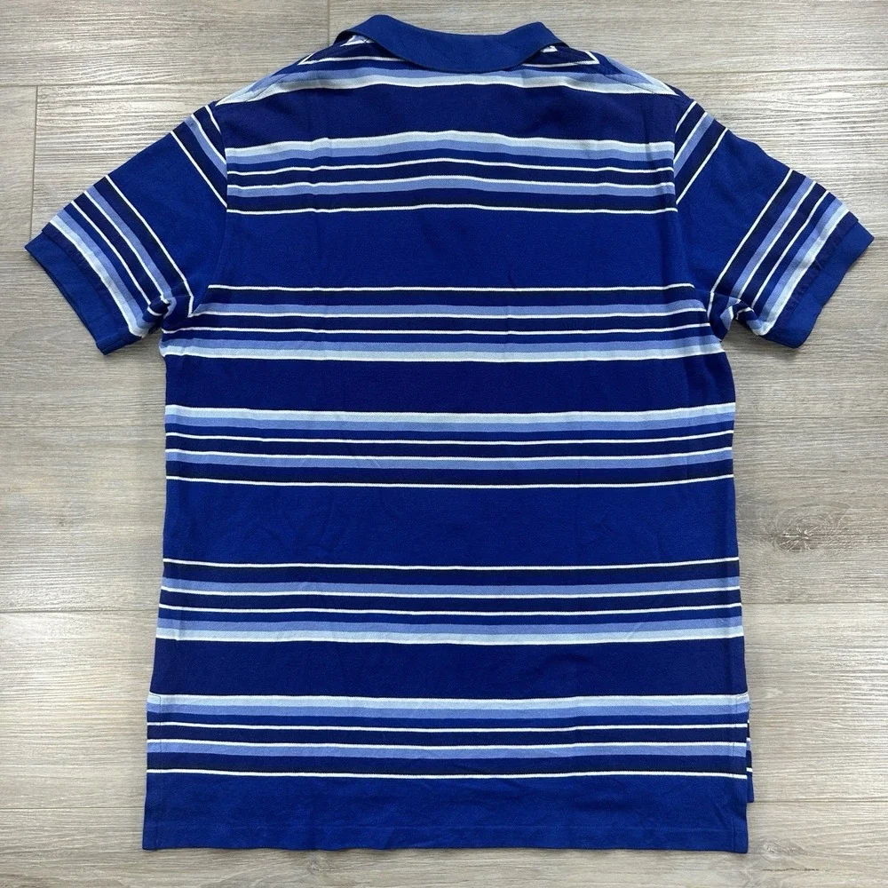 Polo Ralph Lauren Large Blue Stripe Short Sleeve Polo Flesh Pony Logo